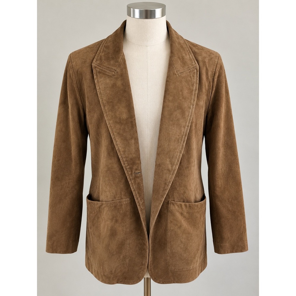 Vintage Maxima Neiman Marcus Brown Suede Leather Blazer Jacket XS Made in USA